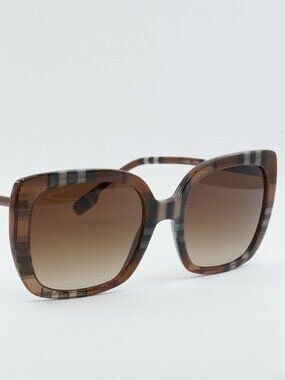Burberry BE4323 400513 Women Sunglasses Check Brown Square Frame, Brown Lenses